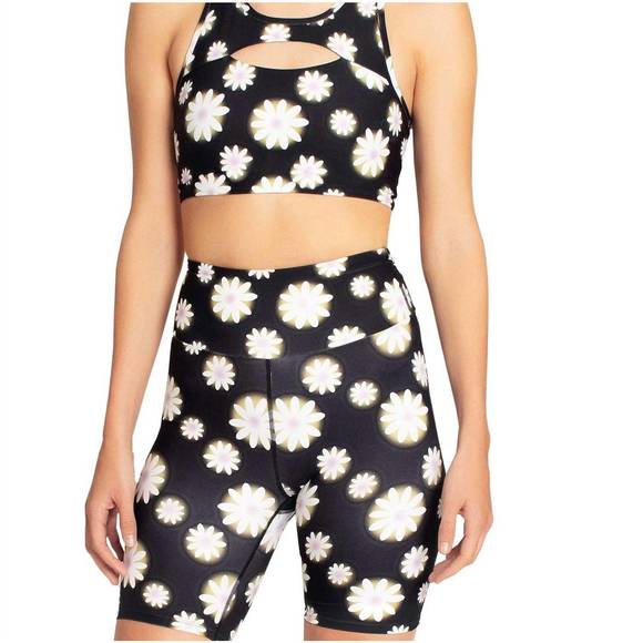 NEW NICOLE MILLER cut out racerback sports bra in hazy daisy